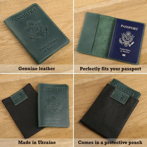 Miniatura 4 de funda para pasaporte unisex, Verde (Green Vintage)), 641171659699