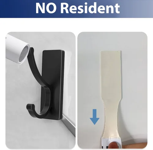 Miniatura 2 de pickpiff Ganchos adhesivos de pared con tira, sin residuos, fáciles de quitar, gancho para toallas pegajoso fuerte y resistente, paquete de 4 Negro