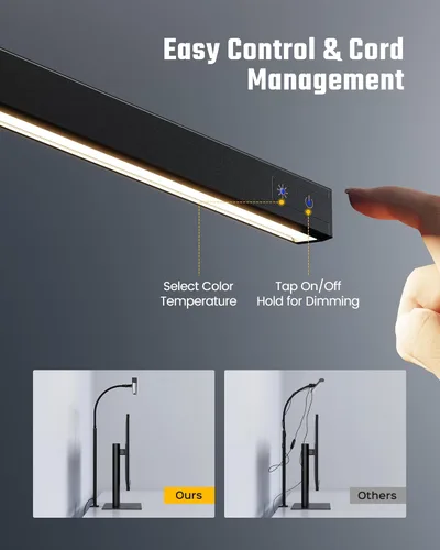 Miniatura 5 de SUPERDANNY Lámpara LED de escritorio con 18 tomas de corriente, protector de sobretensiones con puertos USB, cable de extensión resistente