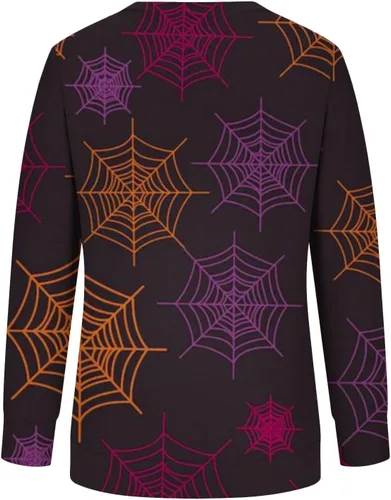 Miniatura 5 de Comigeewa Sudadera con estampado retro para mujer, camisa de cuello redondo de Halloween, novedad, cuello redondo