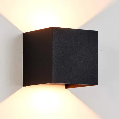 Miniatura 7 de Aplique de Pared de Aluminio Impermeable LED, 100-277V 3000K Aplique de Pared Cuadrado al Aire Libre Luz Cálida 2 LEDs Luz de Pared Exterior Negra