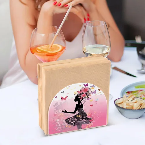 Miniatura 7 de Servilleteros de flores y mariposas para niñas, para mesas, servilleteros de acrílico transparente, servilleteros de cóctel para cocina
