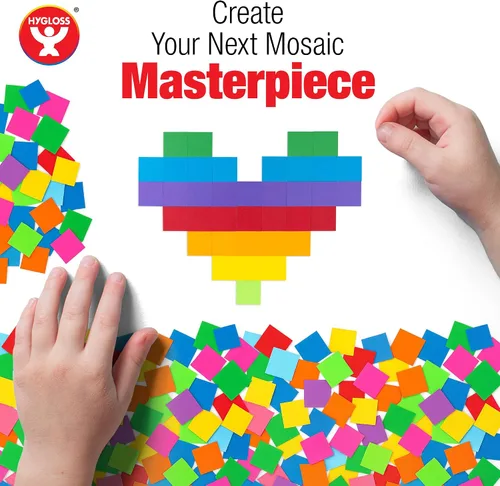 Miniatura 5 de Hygloss 1,000 cuadrados pequeños de cartulina brillante – Cuadrados de cartón metálico de 1 pulgada – Ideal para manualidades de mosaico, artes