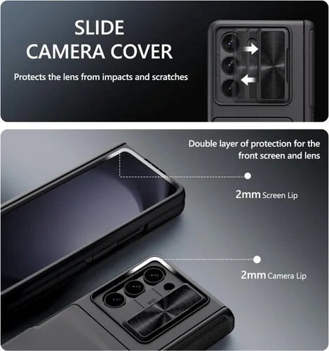Miniatura 5 de GBEE Funda para Samsung Galaxy Z Fold 5 con función atril, protector de pantalla, tarjetero y cubierta deslizante para cámara y protección de Negro
