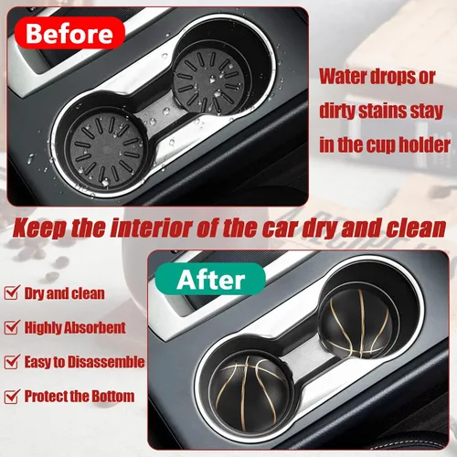 Miniatura 4 de Portavasos negros de baloncesto para automóvil, posavasos de cerámica absorbente para amantes de las bolas, accesorios de automóvil para mujeres