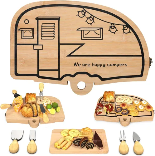 Miniatura 9 de Tablas de Charcutería Plegables para RV de Haigoo, Esenciales de Camping para RV con Juego de Cuchillos para Queso, Accesorios para Camper de RV
