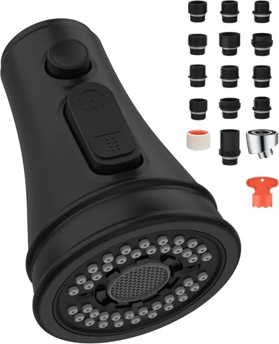 Miniatura 7 de Mbillion Reemplazo universal del cabezal del rociador de grifo de cocina de níquel cepillado, boquilla desplegable de 3 funciones con 14