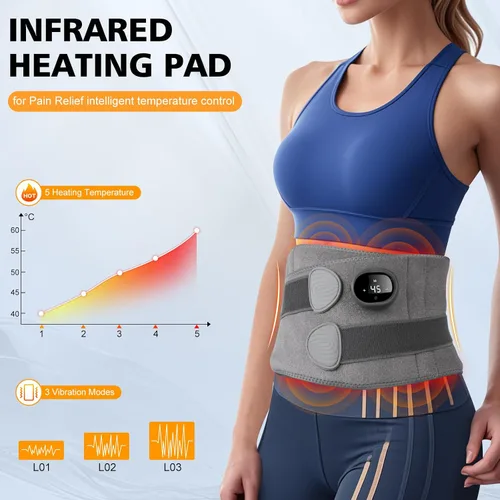 Miniatura 2 de Almohadilla térmica inalámbrica para aliviar el dolor de espalda, masajeador lumbar con calor, masaje de calefacción recargable, cinturón de espalda