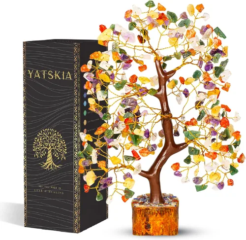 Miniatura 34 de YATSKIA - Árbol de cristal turquesa Feng Shui, alambre, bonsái Buhha, estatua reiki, Chakra curativo energía positiva, buena suerte dinero regalos