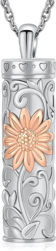 Miniatura 7 de Shajwo - Collar de urna cilíndrica para cenizas de girasol, joyería de cremación, colgante conmemorativo para seres queridos para hombres y mujeres