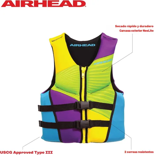 Miniatura 2 de Airhead Gnar Neolite Kwik-Dry Life Jacket - USCG Approved Type III PFD Life Vest, Lightweight Flexible Fit for Boating, Tubing & Watersports