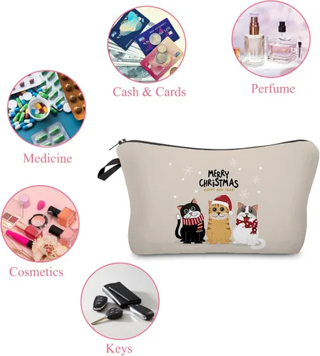 Miniatura 3 de Bolsa de maquillaje de viaje para gatos, organizador de cosméticos de gatos de dibujos animados, bolsas de maquillaje divertidas, regalos Gato