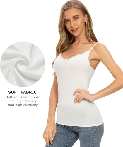 Miniatura 2 de Rosyline V Neck Camisoles for Women Adjustable Lace Cami Undershirt Spaghetti Strap Lace Tank Tops