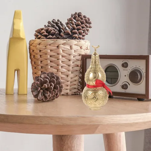 Miniatura 2 de Garneck Adorno de calabaza de cobre, estatua decorativa de Feng Shui Wu Lou para mesa de oficina en casa, símbolo de prosperidad y riqueza