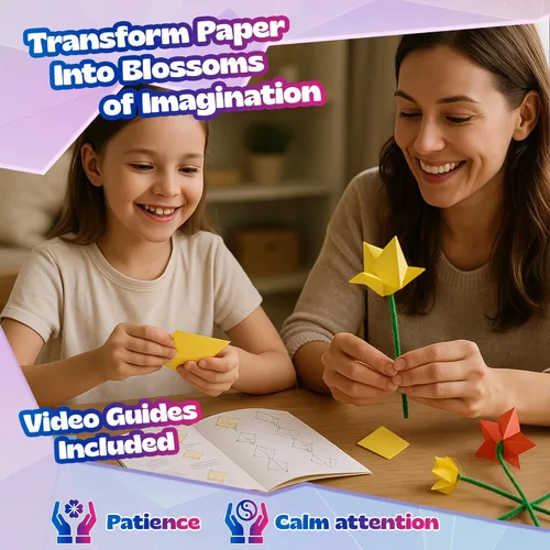 Miniatura 2 de Kit de origami de flores de Pinwheel Crafts para niños de 8 a 12 años Kit de papel de origami de 150 piezas con papeles de doble cara multicolor