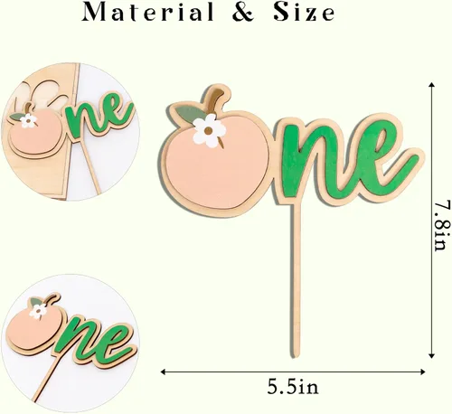 Miniatura 2 de Peach One - Decoración de pastel de madera con temática de durazno, decoración de primera fiesta de cumpleaños, suministros de fiesta de dulce