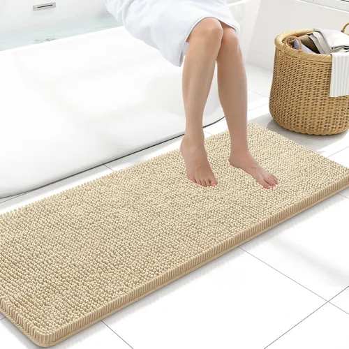 Miniatura 34 de Arotive Alfombras de baño de felpilla extrasuaves y absorbentes, de 24 x 16 pulgadas, lavables a máquina, parte trasera de goma antideslizante