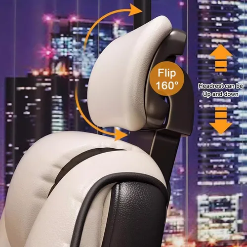 Miniatura 6 de Silla de oficina grande y alta de 450 libras de ancho, silla de oficina ejecutiva de cuero con respaldo alto con reposapiés, silla de oficina Blanco