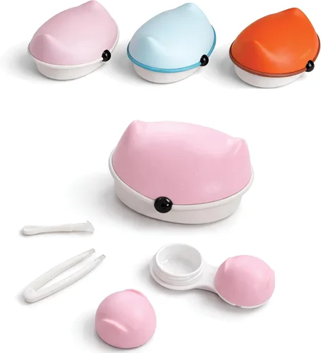 Miniatura 11 de Kit de estuche para lentes de contacto, lindo libro de color Fox Estuche para lentes de contacto con herramienta de extracción, kit