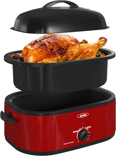 Miniatura 9 de Sunvivi Horno Tostador con Tapa de Autohilvanado, Horno Eléctrico de 20 Cuartos con Bandeja y Rejilla Extraíbles, Control de Temperatura de Rango