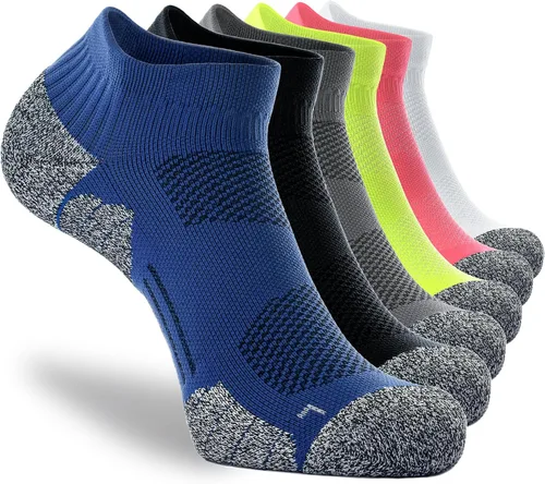 CWVLC - Calcetines deportivos, hasta el tobillo, de compresión, acolchados, unisex, paquete variado