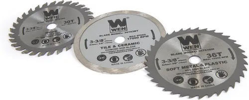 Miniatura 6 de WEN Sierra circular compacta de corte por inmersión de 4.2 amperios y 3-3/8 pulgadas con láser, funda de transporte y tres cuchillas (36704)
