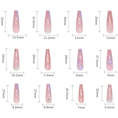 Miniatura 3 de Uñas postizas a presión tipo ataúd súper largas, 24 uñas postizas reutilizables de cobertura completa con pestañas adhesivas, uñas postizas