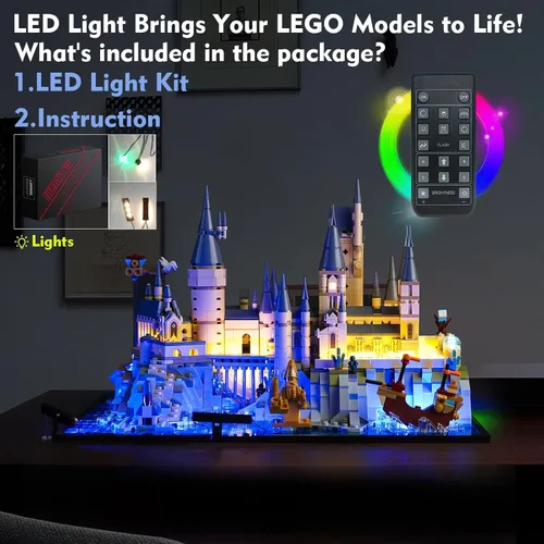 Miniatura 9 de VONADO Kit de luces LED RC actualizado para Lego Hogwarts Castle and Grounds 76419, juego de iluminación creativa con control remoto, accesorios