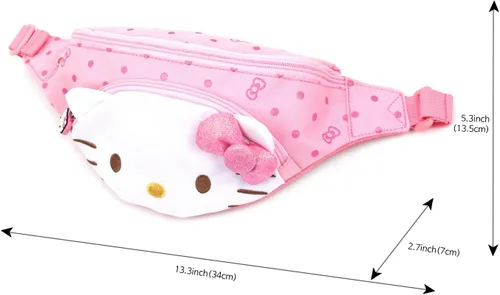 Miniatura 4 de Hello Kitty - Riñonera para cinturón de cintura con cremallera, bolsa cruzada para hombro, Rosa-Hello