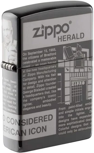 Miniatura 22 de Encendedor de bolsillo Zippo negro mate con diseño de logo de Zippo Logotipo de oro mate negro