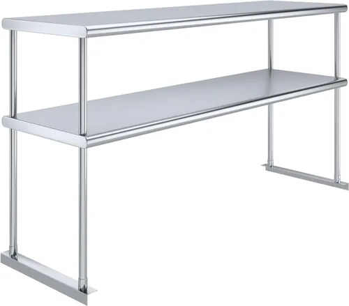 Miniatura 22 de Estante doble de acero inoxidable NSF de 48 x 18 pulgadas Resistente calibre 18 Incluye soportes