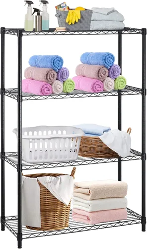 Estantería ajustable de 4 niveles con capacidad de 1000 libras, estantes de almacenamiento de metal resistentes para baño, cocina, despensa, estante