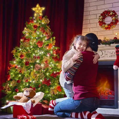 Miniatura 6 de DULEFUN Estrella LED de 11.8 Pulgadas para la Punta del Árbol - Adorno de Metal Dorado con 20 Luces para Decoración de Árbol de Navidad y Decoración