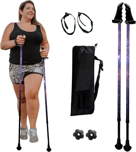 Miniatura 10 de York Nordic Bastones de senderismo motivadores grandes y altos para equilibrio y rehabilitación, 2 piezas, fuertes bloqueos de botón, patas de goma