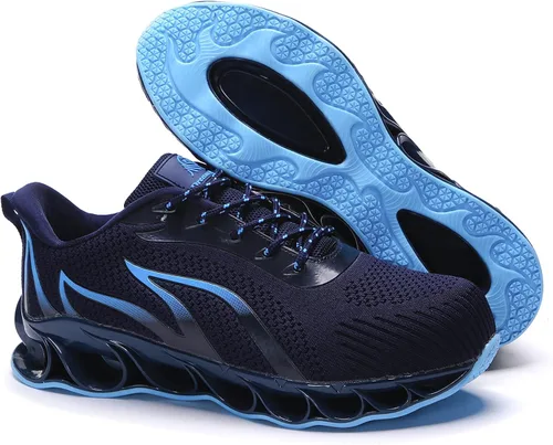 Miniatura 2 de DREAM HORSE Zapatos de trabajo indestructibles con punta de acero para hombres, zapatos de seguridad de malla ligera, zapatos de construcción