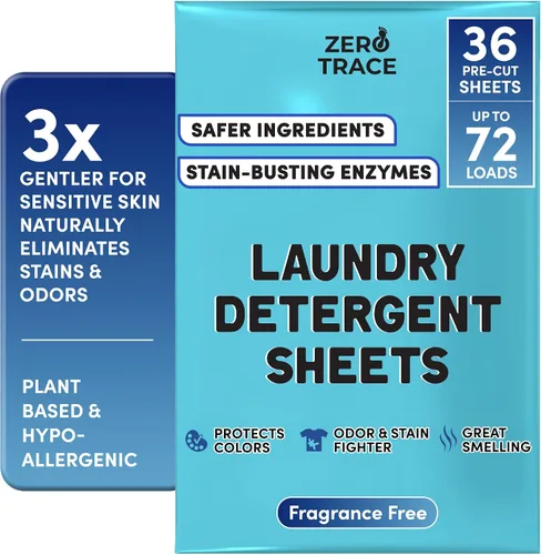 Miniatura 12 de Zero Trace Hojas de detergente para ropa totalmente natural, ecológicas, jabón de lavandería, detergente para ropa activa de viaje