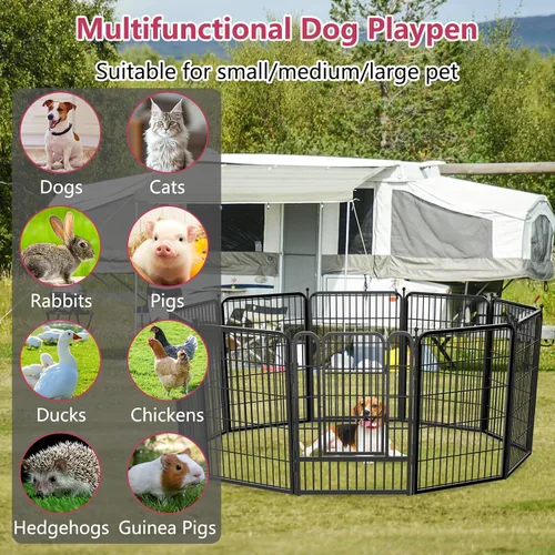 Miniatura 8 de Corralito para perros para interiores, valla portátil para perros de 32 pulgadas de altura, 10 paneles para mascotas, corral exterior para patio