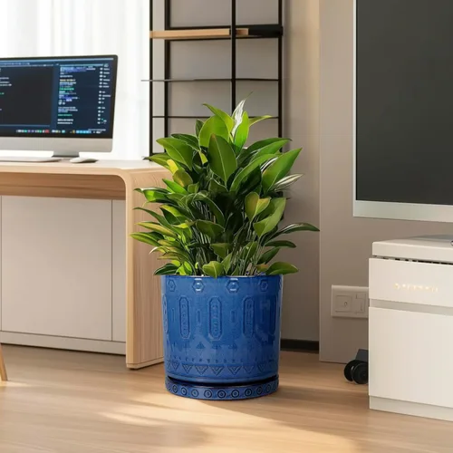 Miniatura 2 de Eightpot Maceta de 12 Pulgadas para Plantas - Maceta de Cerámica para Plantas de Interior Maceta Grande para Plantas con Agujeros de Drenaje y Azul