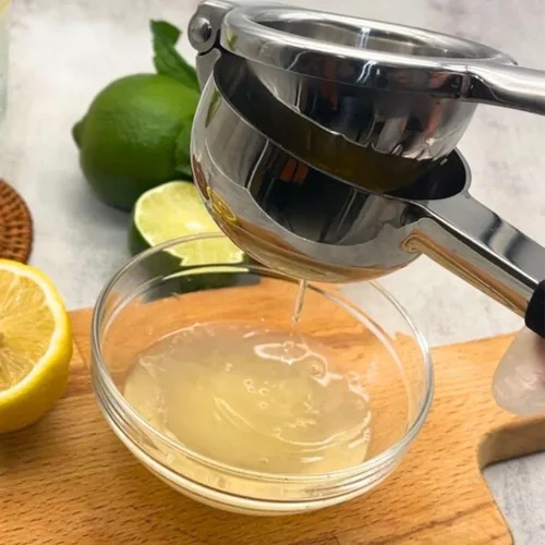 Miniatura 4 de Exprimidor de limón de acero inoxidable, diseño de agarre antideslizante resistente, prensa de jugo de mano, herramienta manual de exprimidor