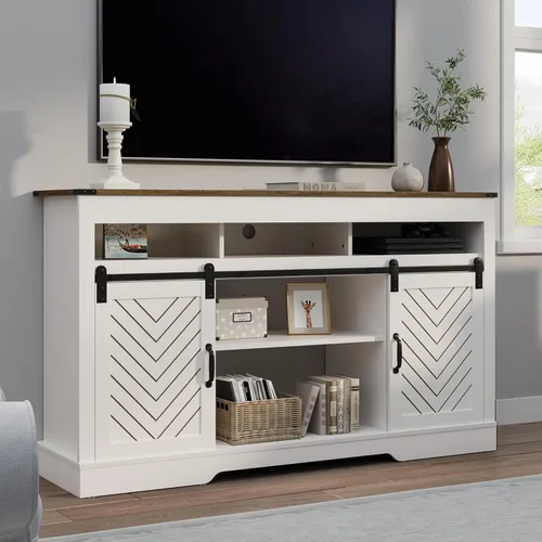 Miniatura 16 de RoyalCraft Soporte de TV con Chimenea Estilo Granja para TV de más de 65 pulgadas, Centro de Entretenimiento con Chimenea Eléctrica de 23