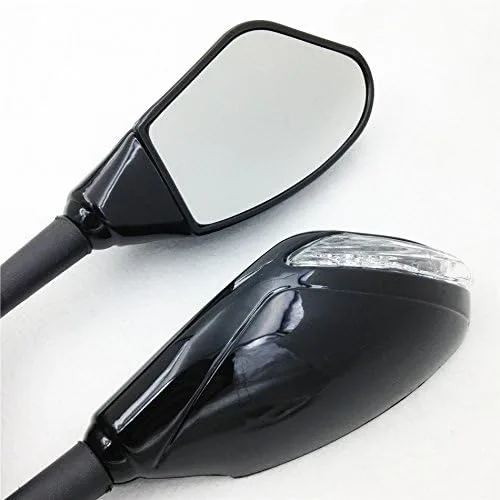 Miniatura 7 de HK - Espejos laterales LED integrados color negro brillante compatibles con Suzuki GSXR 600/750 GSXR 1000 1100 Hayabusa GSF 600S 1200 1200S BANDIT