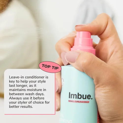 Miniatura 3 de Imbue Spray acondicionador sin enjuague para cabello rizado, 6.7 onzas líquidas, aceite de coco, control de encrespamiento, acondicionador sin