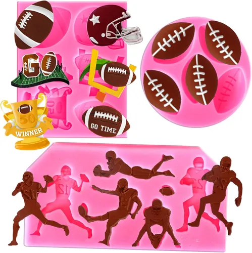 Miniatura 8 de Whaline 3 paquetes de moldes de fondant de baloncesto con temática deportiva, moldes de silicona, moldes de caramelo de chocolate para cocina