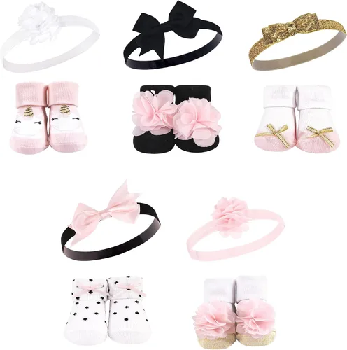 Miniatura 95 de Hudson Baby Conjunto de regalo de diadema y calcetines para niña Flor azul marino rosa