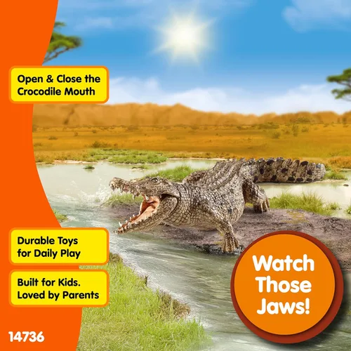 Miniatura 3 de Schleich Wild Life, juguete realista de animales salvajes para niños y niñas, figura de juguete de cocodrilo con mandíbula móvil
