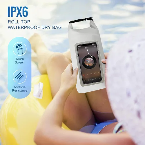 Miniatura 5 de Bolsa seca impermeable, mochila enrollable impermeable para viajes, kayak, rafting, camping, surf, barco, senderismo, playa y pesca