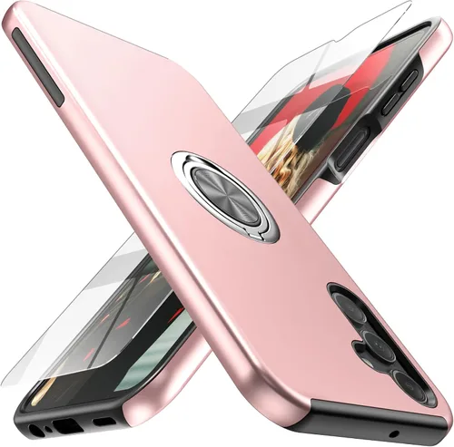 Miniatura 16 de Funda para Galaxy A13 5G con protector de pantalla (vidrio templado), funda híbrida 2 en 1 protectora delgada y resistente con anillo magnético Negro