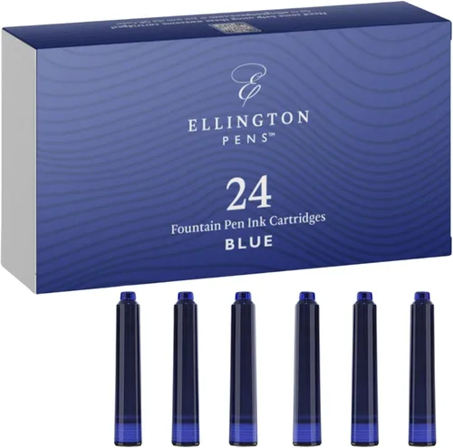 Miniatura 9 de Ellington Pens Paquete de 24 repuestos de tinta para pluma estilográfica azul y negro, cartuchos de tamaño estándar internacional, tinta para pluma