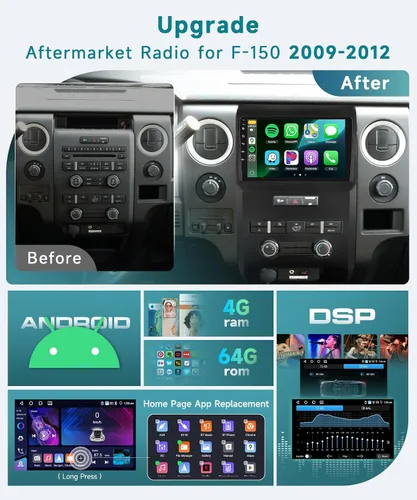 Miniatura 3 de 4G+64G para Ford F-150 2009-2012 Actualización de radio de coche con DSP inalámbrico Carplay Android Auto, Sellrich 9 pulgadas 1280P pantalla táctil