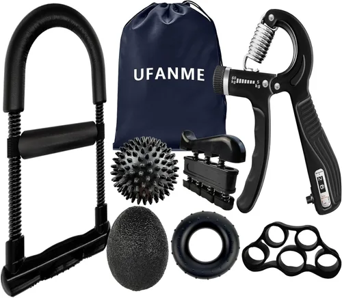 Miniatura 8 de Fortalecedor de agarre de mano, entrenador de fuerza de agarre, 22-132 libras de resistencia ajustable para antebrazo ejercitador para Negro 5 Pack